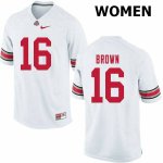 NCAA Ohio State Buckeyes Women's #16 Cameron Brown White Nike Football College Jersey JAX0645QY